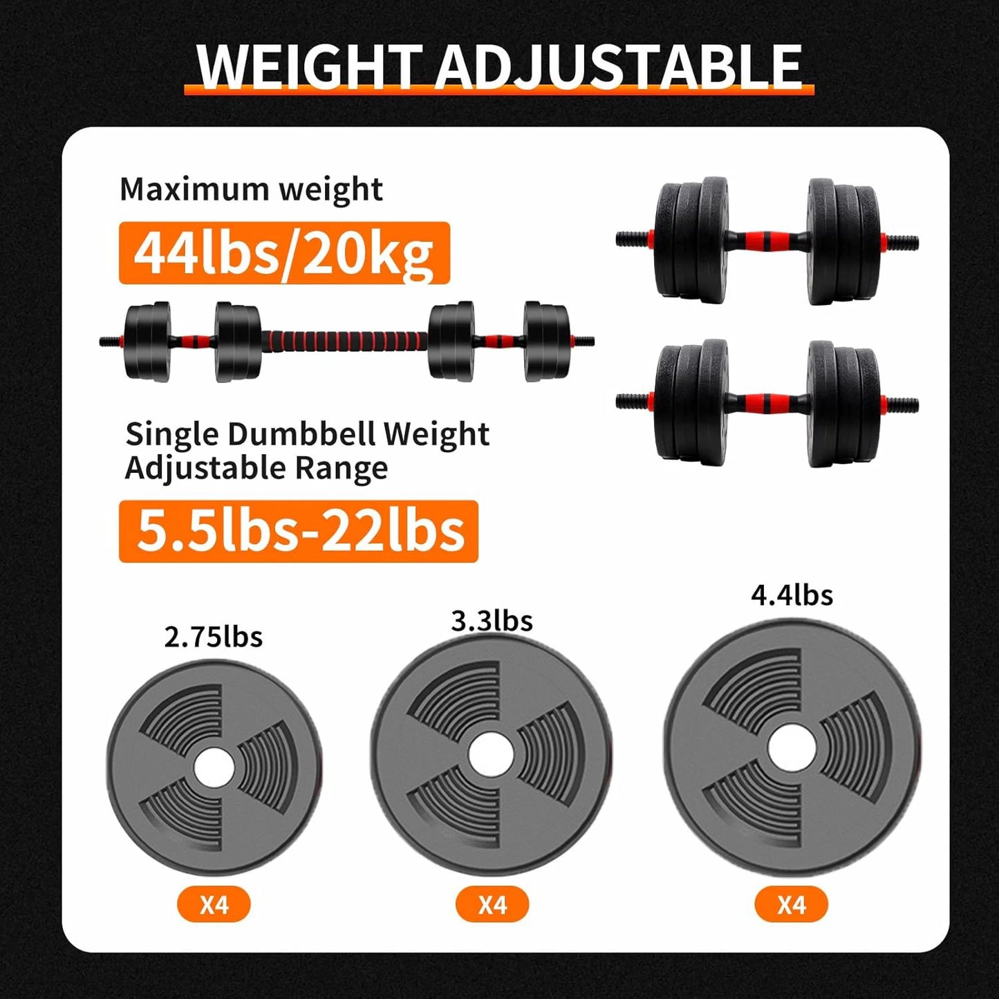 Empowering Adjustable Dumbbell Barbell Set With Anti Slip Grip For Safe Strength Gains - Fitness Gym Workout