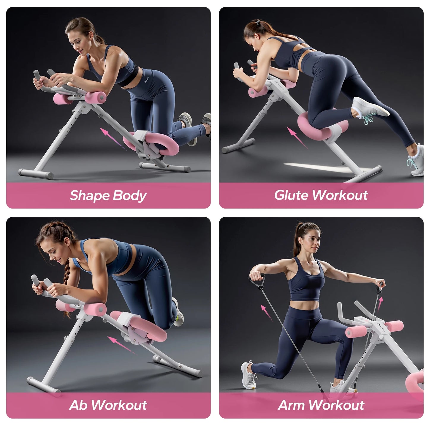 Powerful Ab Trainer Adjustable Foldable Design Protects Knees - Fitness Gym Workout