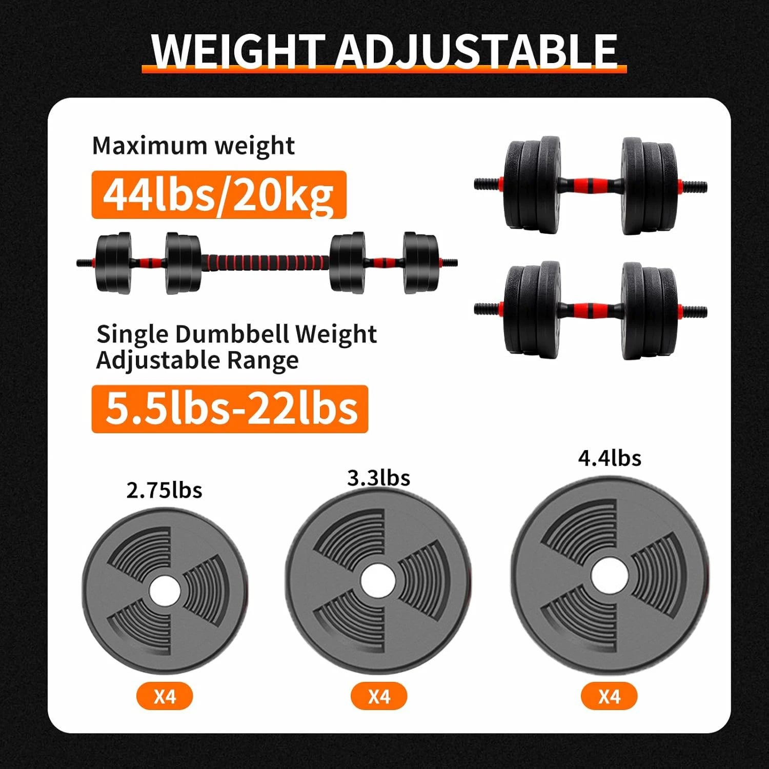 Empowering Adjustable Dumbbell Barbell Set With Anti Slip Grip For Safe Strength Gains - Fitness Gym Workout