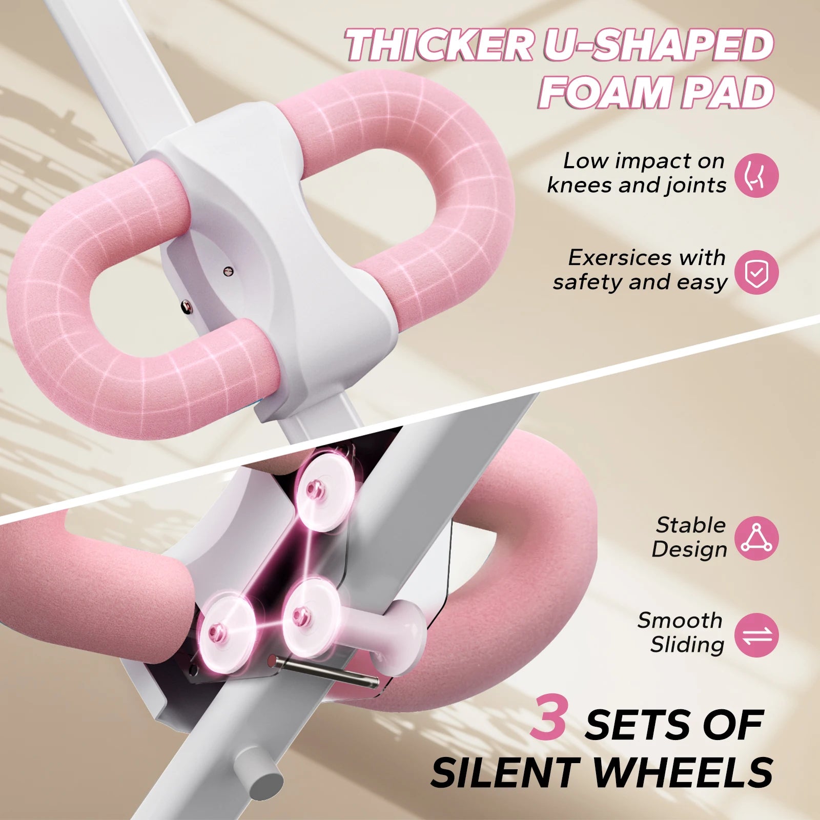 Powerful Ab Trainer Adjustable Foldable Design Protects Knees - Fitness Gym Workout