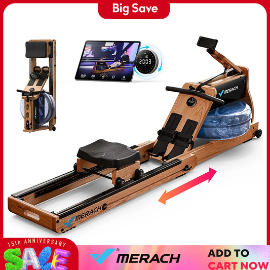 Innovative Rowing Machine With Foldable Oak Frame for Space Saving - Fitness Gym Workout
