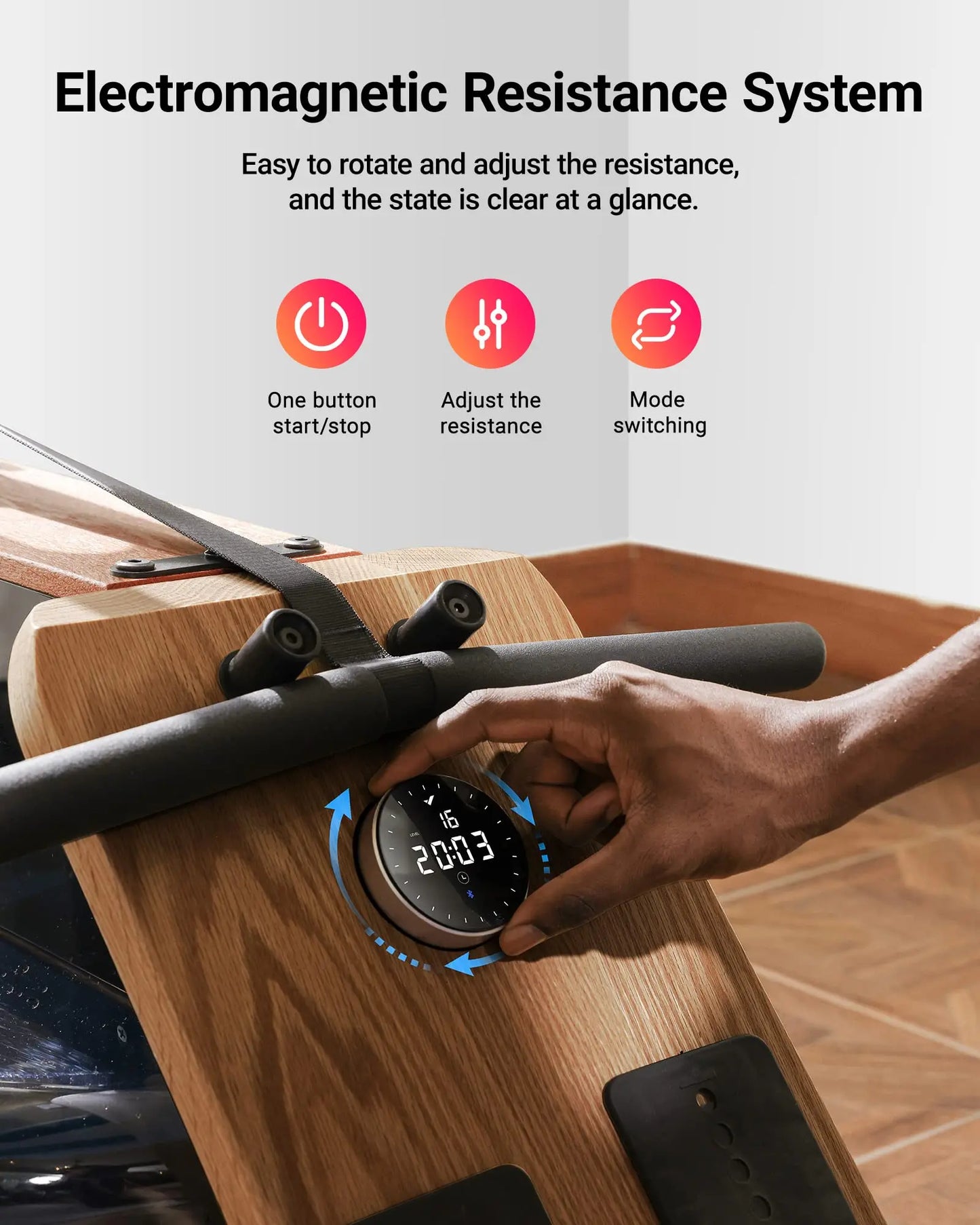 Innovative Rowing Machine With Foldable Oak Frame for Space Saving - Fitness Gym Workout