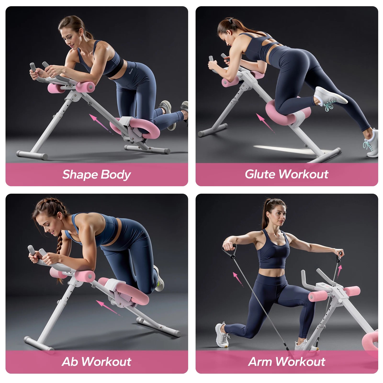 Powerful Ab Trainer Adjustable Foldable Design Protects Knees - Fitness Gym Workout