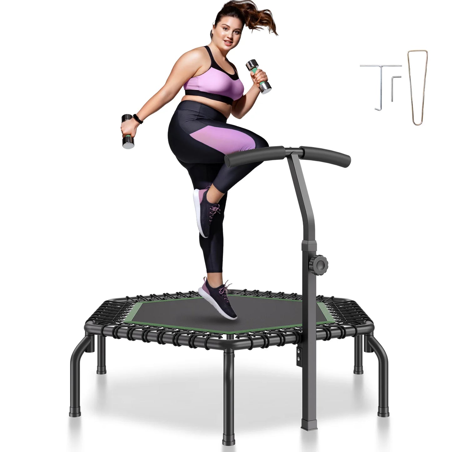 Invigorating Fitness Trampoline Adjustable Handle for Stable Workouts