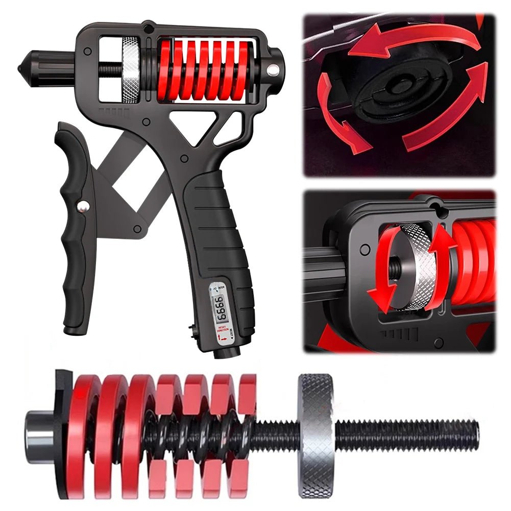 Powerful Adjustable Hand Grip Strengthener With Built In Counter Boosts Muscle - Fitness Gym Workout