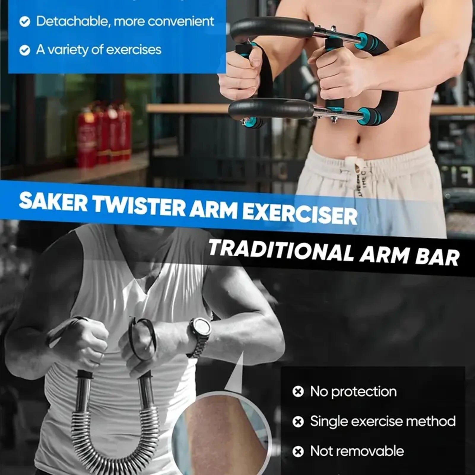 Powerful Arm Trainer Adjustable Twister Bar for Fast Strength Gains - Fitness Gym Workout